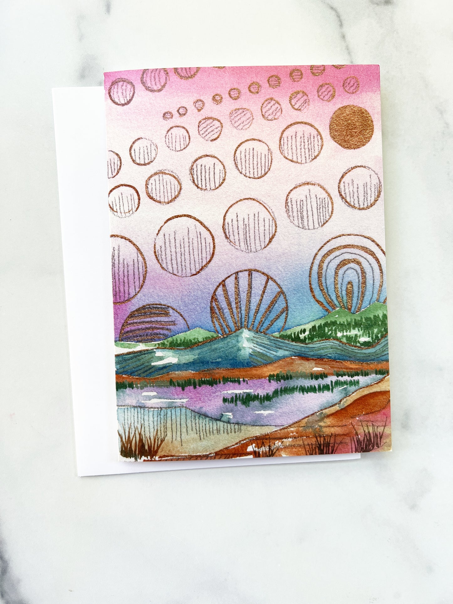 Pink Skies and Purple Moons, Set of 2 Blank Cards