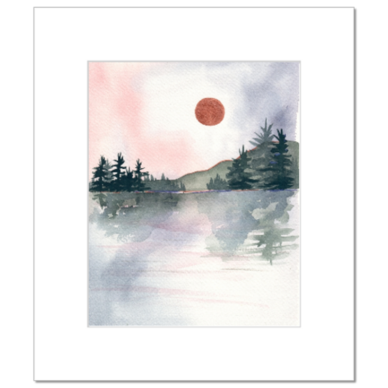 Spring Shoreline - matted print on paper