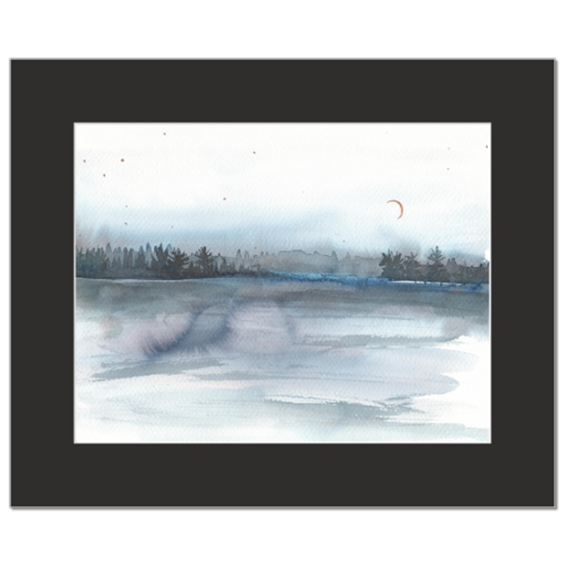 Misty Moonrise - matted print on paper