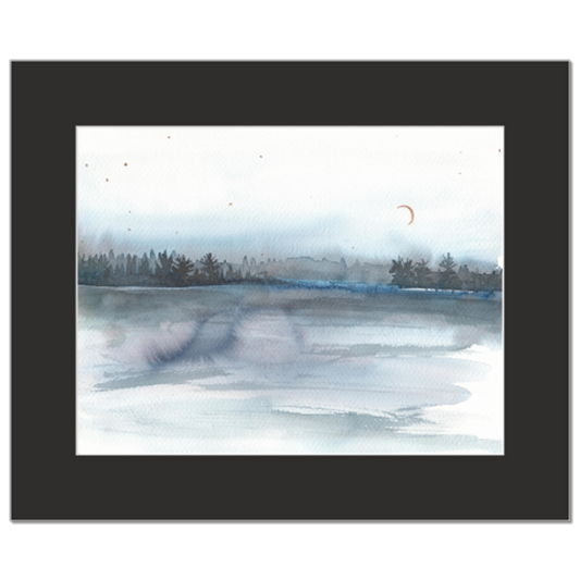 Misty Moonrise - matted print on paper